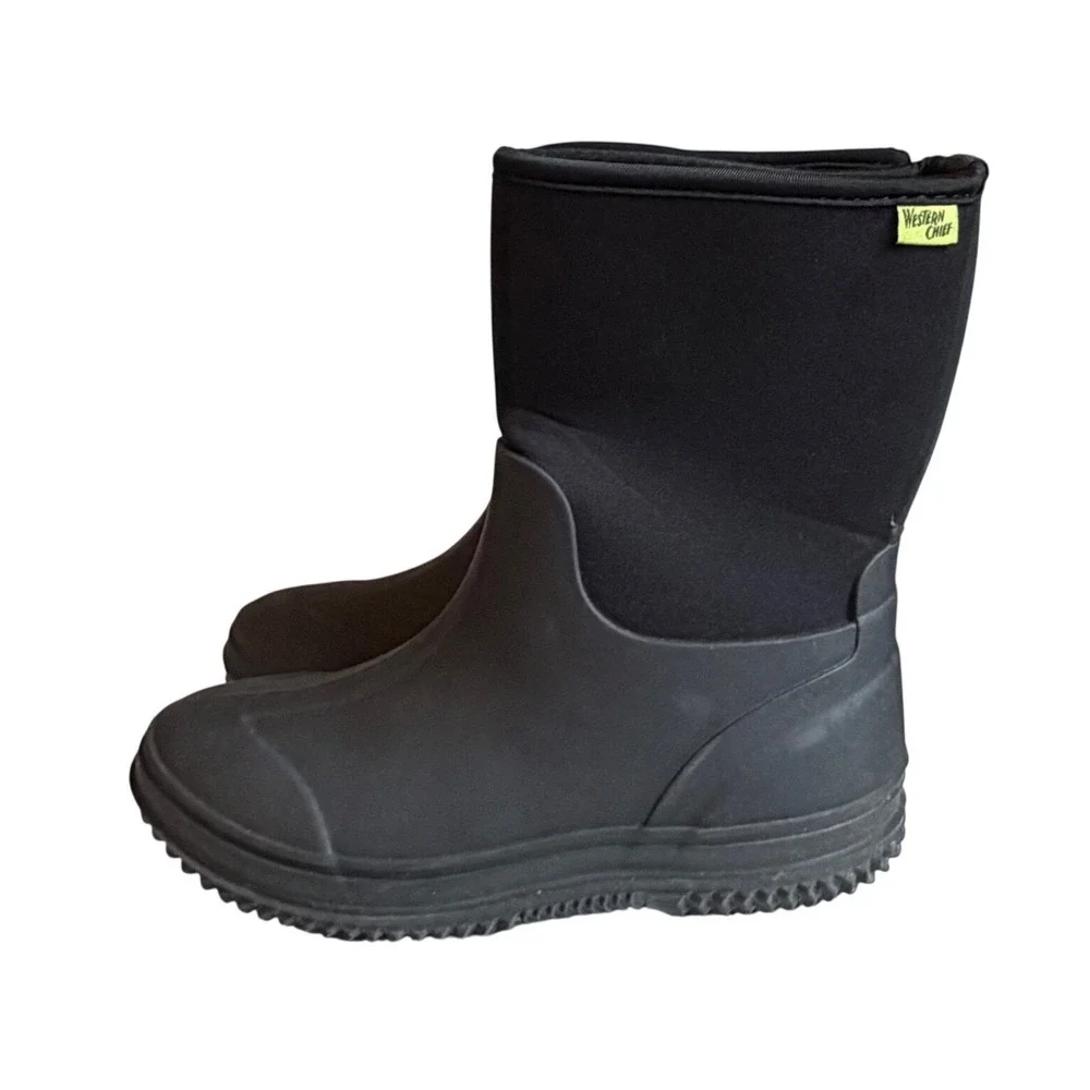 Western Chief Kids Freestyle Neoprene Black Waterproof Rain Boots Size 5B 37